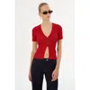 Lamarque Aurelie Rib Knit Short Sleeve Top In Red