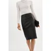 Lamarque Avana | Leather Pencil Skirt In Black