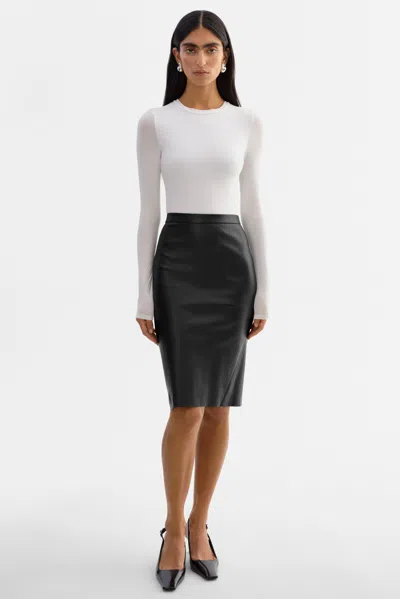 Lamarque Avana Leather Pencil Skirt In Black