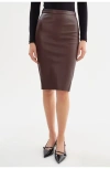 Lamarque Avana | Leather Pencil Skirt In Brown