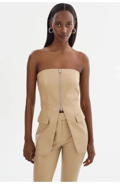 Lamarque Avani | Faux Leather Bustier Top In Neutral