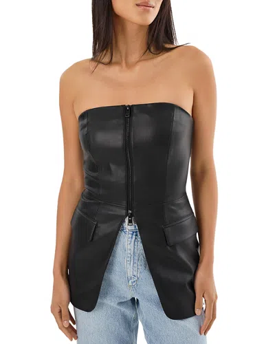 Lamarque Faux Leather Top In Black