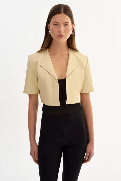 Lamarque Aviana Collarless Leather Jacket In Nude