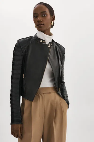 Lamarque Azra Gold Leather Biker Jacket
