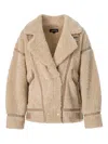 Lamarque Badu Leather-trimmed Teddy Jacket In Neutral
