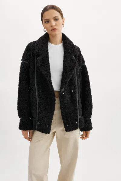 Lamarque Badu Oversized Sherpa Jacket In Black