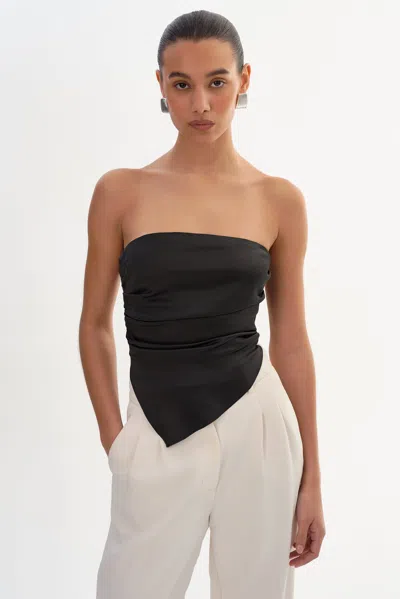 Lamarque Baila Asymmetric Satin Scarf Top In Blue