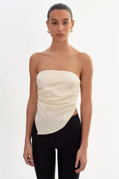 Lamarque Baila Asymmetric Satin Scarf Top In White