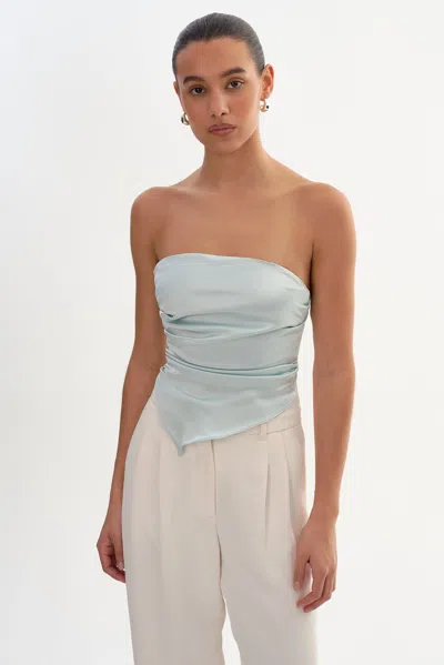 Lamarque Baila Asymmetric Satin Scarf Top In Blue