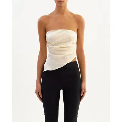 Lamarque Baila | Asymmetric Satin Scarf Top In White