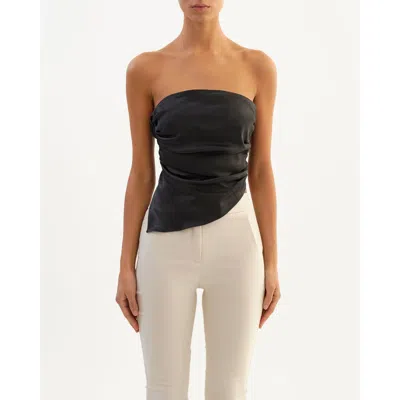 Lamarque Baila | Asymmetric Satin Scarf Top In Yellow