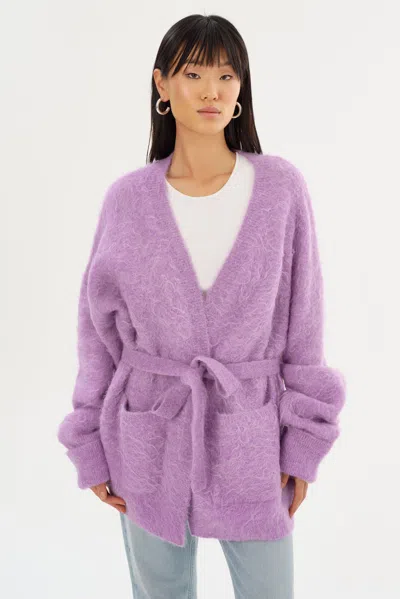 Lamarque Balera Wool Cardigan In Purple