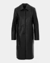 Lamarque Belen Leather Car Coat In Black