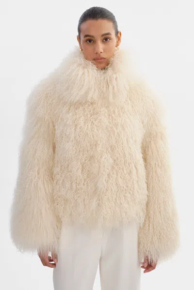 Lamarque Bianca Mongolian Shearling Jacket In Neutral