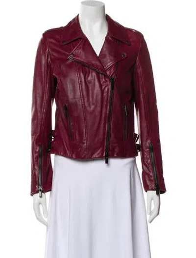 Pre-owned Lamarque Biker Jacket In Burgundy