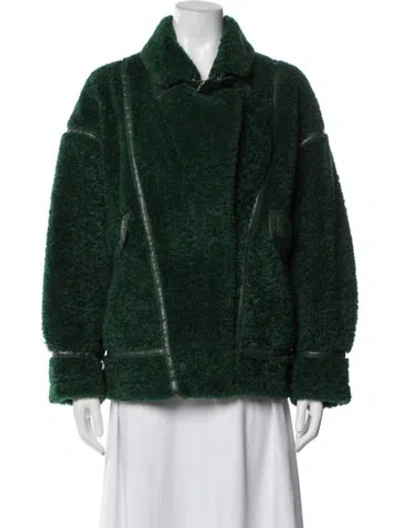Pre-owned Lamarque Biker Jacket In Green