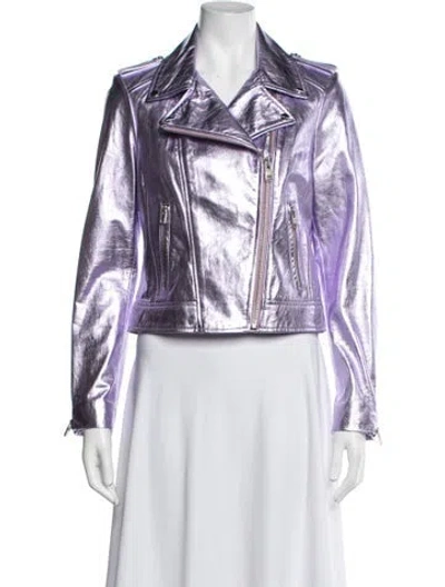 Pre-owned Lamarque Biker Jacket In Purple