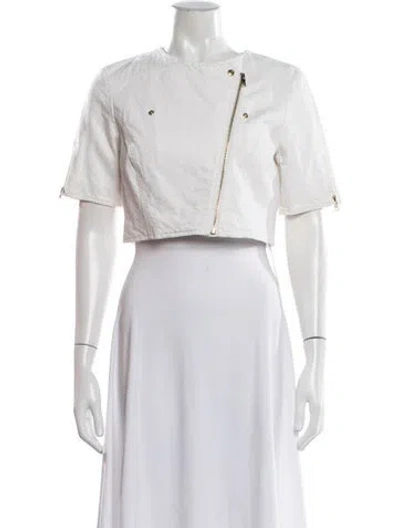 Pre-owned Lamarque Biker Jacket In White