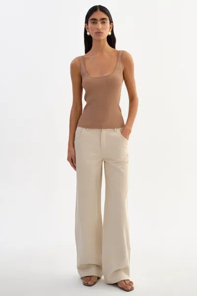 Lamarque Bista Shimmery Rib Knit Tank Top In Brown