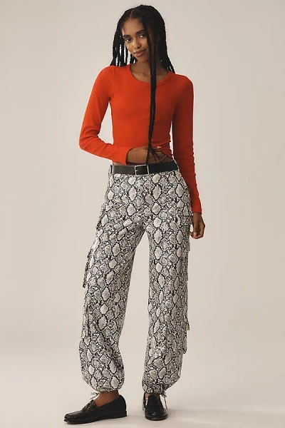 Lamarque Bobbi Faux-leather Python Print Cargo Pants In Multicolor