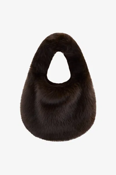 Lamarque Bonnie Faux Fur Hobo Bag In Mahogany