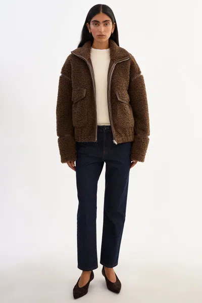Lamarque Brenna Sherpa Jacket In Brown