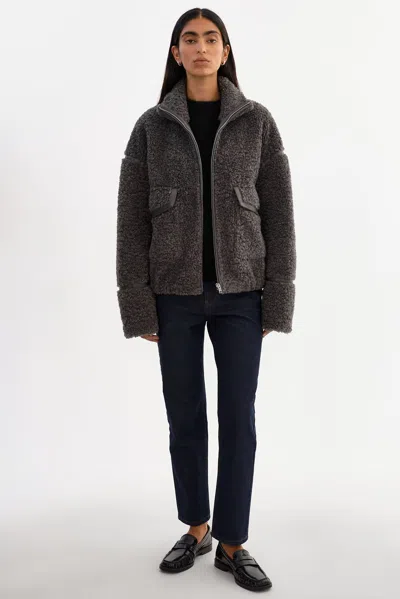 Lamarque Brenna Sherpa Jacket In Gray