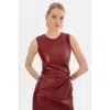 Lamarque Brett Faux Leather Dress In Red