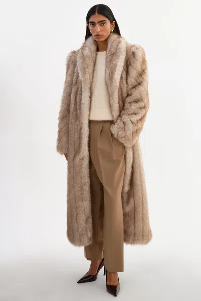 Lamarque Brigitte Long Faux Fur Coat In Animal Print
