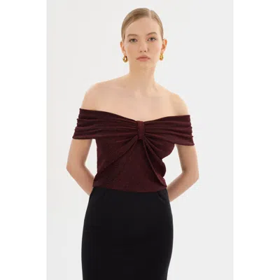 Lamarque Camelia Lurex Knit Top In Red