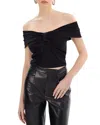 Lamarque Camelia Metallic Off-shoulder Top In Black