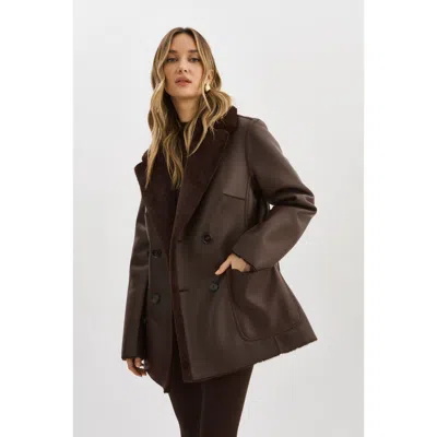 Lamarque Camille | Faux Shearling Reversible Coat In Brown