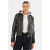Lamarque Candace Lamb Leather Bomber Jacket In Black