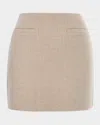 Lamarque Candela Double-face Wool Mini Skirt In Heather Beige