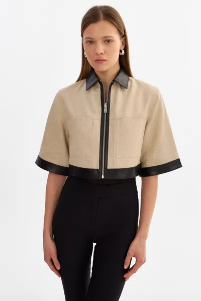 Lamarque Caprice Short Sleeve Linen Jacket In Multi