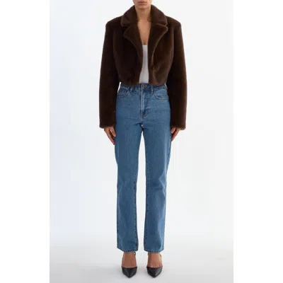 Lamarque Carlie | Faux Fur Cropped Blazer In Brown