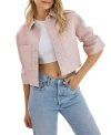 Lamarque Carolina Cropped Ruffle-sleeve Leather Jacket In Rose