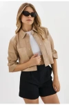 Lamarque Carolina | Leather Ruffle Sleeve Jacket In Brown
