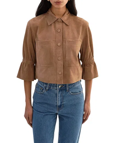 Lamarque Carolina Suede Ruffle Jacket In Brown