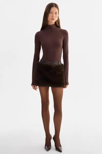 Lamarque Carrie Faux Fur Skort In Brown
