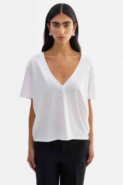 Lamarque Cecilia Deep V-neck Tee In White