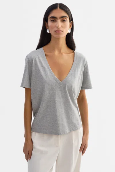 Lamarque Cecilia Deep V-neck Tee In Gray