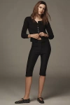 Lamarque Celine Faux-leather Stretch Twill Capri Pants In Black