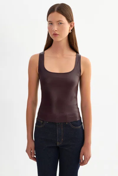 Lamarque Cesia Stretch Leather Tank Top In Brown