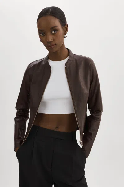 Lamarque Chapin Reversible Leather Bomber In Brown