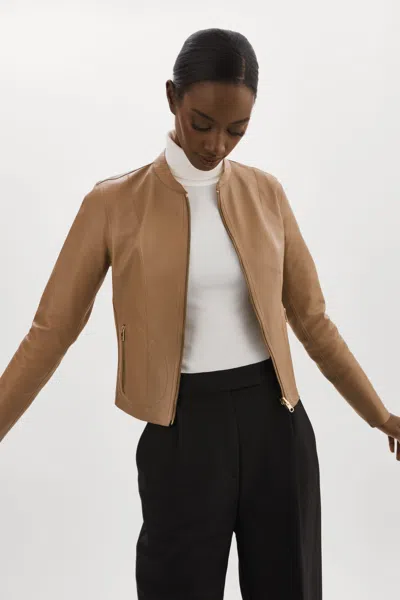 Lamarque Chapin Reversible Leather Bomber In Brown