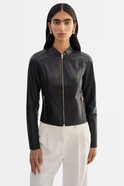 Lamarque Chapin Reversible Leather Bomber In Black