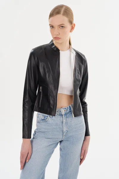 Lamarque Chapin Reversible Leather Bomber In Black