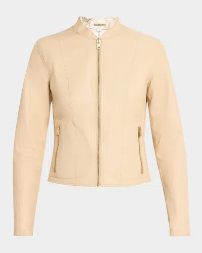 Lamarque Chapin Reversible Leather Bomber Jacket In Wheat Gold
