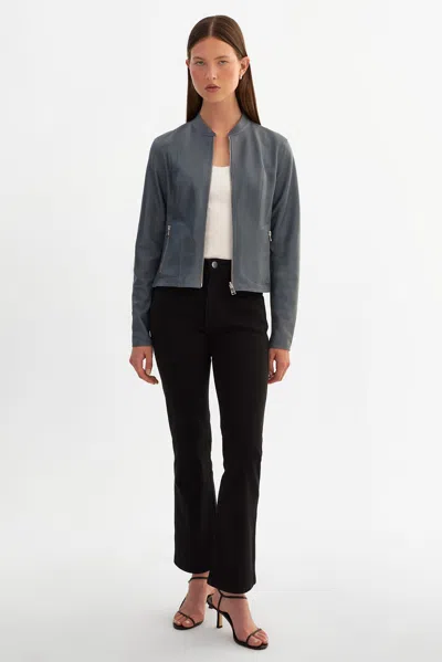 Lamarque Chapin Reversible Suede Bomber In Blue
